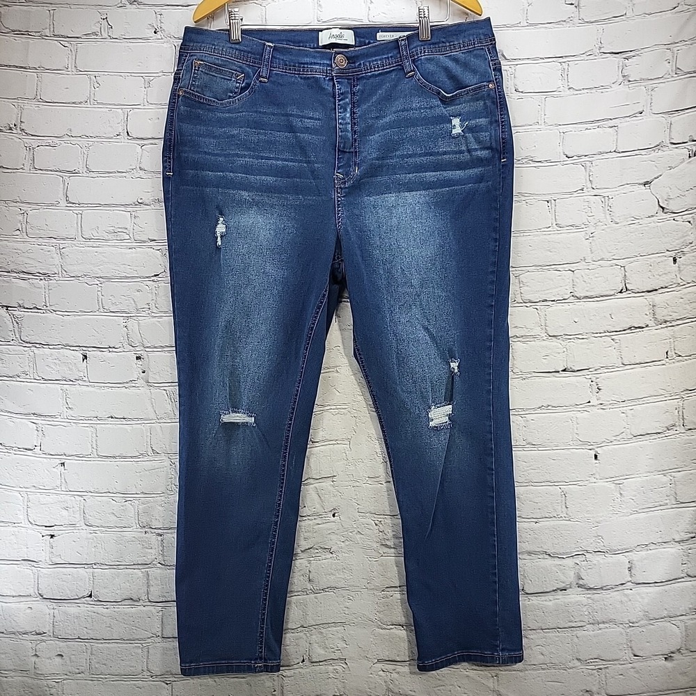 Angels Jeans Womens Plus‎ Sz 22W Forever Convertible Skinny Distressed